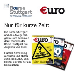 Börse Suttgart: 3 Ausgaben der Zeitschrift Euro kostenlos lesen (selbstkündigend)