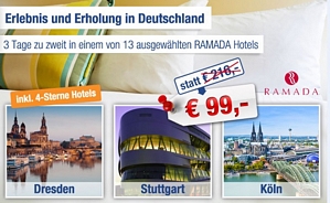 ab-in-den-urlaub.de: Gutschein für 2 Übernachtungen für 2 Personen in einem von 14 Ramada Hotels ab 84 Euro