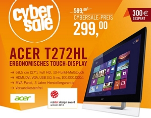 Acer T272HLbmidz 27 Zoll Monitor mit Touchfunktion