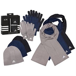 Adidas Strick-Set bestehend aus Beanie, Schal und Handschuhe