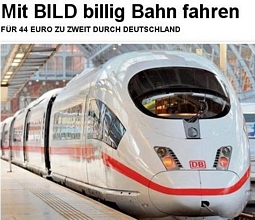 Mit BILD billig Bahn fahren: Für 44 Euro zu zweit durch Deutschland