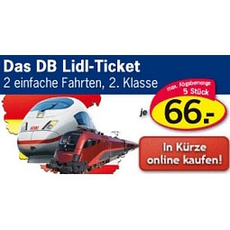 LIDL: 2 Bahnfahrten für 66 Euro