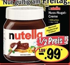 LIDL: Nutella 400g für 99 Cent