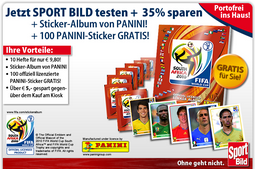 Mini-Abo: 14 Ausgaben Sport Bild + 100 Painini-Sticker + Album für 9,80 Euro