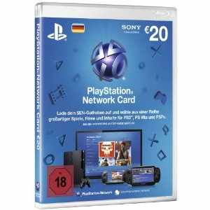 PlayStation Network Card (Deutschland) im Wert von 20 Euro für 16,67 Euro oder 2x 20 Euro für 32,23 Euro