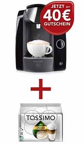 Amazon: 40 Euro Gutschein für den Tassimo-Online-Shop + Jacobs Krönung Latte Macchiato 2er Pack beim Kauf einer Tassimo-Maschine