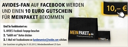 Facebook-Fan von Avides werden und 10 Euro MeinPaket-Gutschein sichern