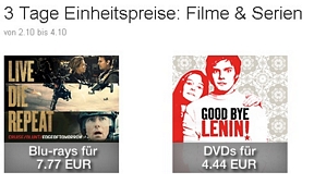 3 Tage Einheitspreise: Filme & Serien (vom 02.10. – 4.10.2015)