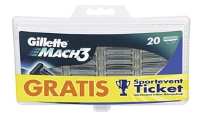 Gillette MACH3 Klingen 20 + 2x GRATIS Sportevent Tickets oder 2×10 Euro mydays Gutscheine