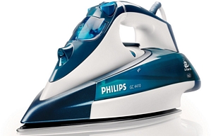 Philips GC4410/02 Dampfbügeleisen (2400 W, SteamGlide-Bügelsohle) weiß/blau