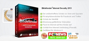 PC Welt: Bitdefender Internet Security 2013 kostenlos herunterladen (Lizenz für 1 Jahr)