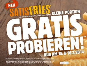 Burger King: Kleine Portion Satisfries kostenlos erhalten (nur am 15. und 16.03.2014)