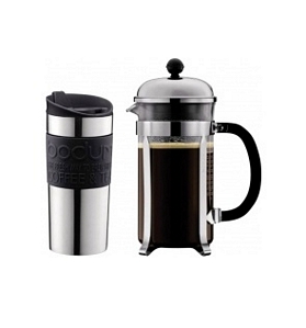 Bodum Kaffeebereiter Chambord Set für 8 Tassen + Travel Mug Becher