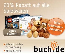 Buch.de: 15 Prozent Rabatt auf Spielwaren bis zum 13. November 2011