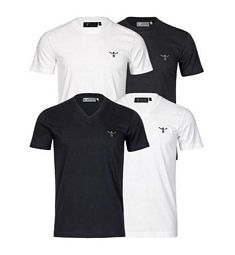 Chiemsee 2er Pack T-Shirt Rundhals und V-Ausschnitt (Weiß/Schwarz)