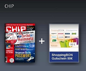 CHIP mit DVD Jahresabo für rechnerisch 9,88 Euro durch 50 Euro ShoppingBON-Gutschein