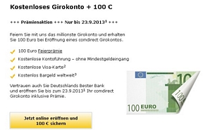 comdirect: 100 Euro Prämie bei Eröffnung eines Girokontos (kostenlose Kontoführung)