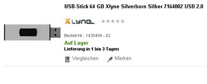 USB-Stick 64GB Xlyne Silverborn Silber 7164002 USB 2.0