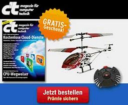Mini-Abo: 6 Ausgaben c’t + ferngesteuerter Mini-Helikopter oder 10 Euro Amazon-Gutschein für 16,50 Euro