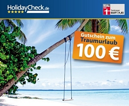 DailyDeal: 100 Euro Reisegutschein für Pauschal- und Last Minute-Reisen von HolidayCheck für nur 9,90 Euro