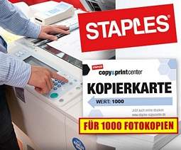 DailyDeal: Staples-Copycard für 1000 Kopien (SW) im Wert von 36,99 Euro für 17,99 Euro
