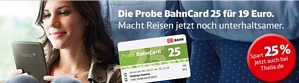 Deutsche Bahn: BahnCard 25 für 19 Euro testen (3 Monate) + 25 Prozent Rabatt bei Thalia