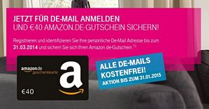 DE-Mail: Ab jetzt bis zum 20.12.2014 registrieren und 40 Euro Amazon-Gutschein erhalten