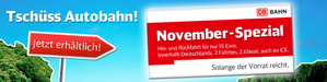 Deutsche Bahn November-Spezial – nur 55,- Euro für die Hin- und Rückfahrt