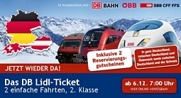 DB Lidl-Ticket – 2 Fahrten für nur 73,00 Euro