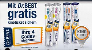 Dr. Best: 4 Dr. Best Zahnbürsten kaufen und 1 MovieChoice-Kinoticket gratis erhalten