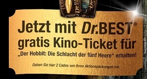 2 Dr. Best Zahnbürsten kaufen und Kinokarte für “Der Hobbit: Die Schlacht der fünf Heere (3D)” kostenlos erhalten