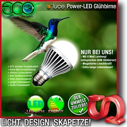 E27 LED-Glühlampe s`luce eco 8 WATT LED Spar-Glühbirne
