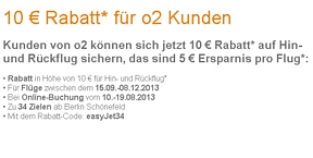 easyjet: 10 Euro Rabatt für Flüge ab und nach Berlin-Schönefeld