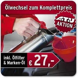 Gutschein für ATU Ölwechsel inkl. Motoröl 10W-40 Öl und Ölfilter