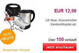 Diverse Küchengeräte als Ebay-WOW: Mixer, Wasserkocher, Pürierstab, Sandwichmaker für je 12,99 Euro inkl. Versand