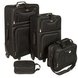 4-teiliges Kofferset (2x Trolley, 1x Tasche, 1x Beutel)