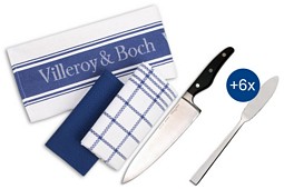 Villeroy & Boch Küchenhandtücher + Kochmesser + Fischmesser Set