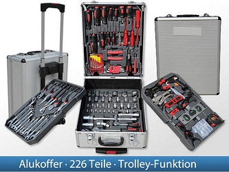 Ebay-WOW: Werkzeugkoffer mit 226 Teilen + Aluminium-Koffer mit Trolleyfunktion