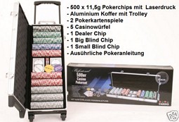 500er Pokerset mit Alu-Koffer und Trolley