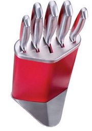 Ebay: 6-teiliges Design-Messerset + Messerblock (rot)