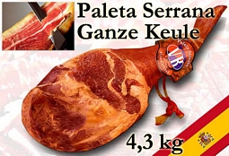 Original spanischer Schinken Paleta Serrana ganze Keule 4,3 kg Serranoschinken