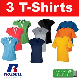 3x Russell T-Shirts für Damen, Herren und Kinder