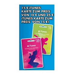 Euronics: 15 Euro iTunes-Karte für 10 Euro oder 25 Euro iTunes-Karte für nur 15 Euro