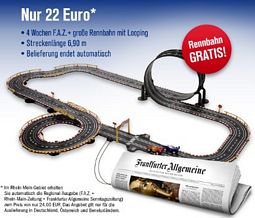 Mini-Abo: Für 22 Euro 4 Wochen F.A.Z. lesen und als Prämie Rennbahn erhalten (selbstkündigend)