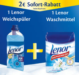2 Euro Sofortrabatt auf Lenor-Weichspüler und Lenor-Waschmittel