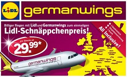 LIDL + germanwings: Günstige Flüge ab 39,99 Euro pro Strecke inkl. aller Steuern und Gebühren