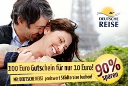 Groupon: Günstig Reisen mit einem Deutsche Reisen-Gutschein im Wert von 100 Euro für nur 10 Euro