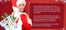 Gruner+Jahr Weihnachtsaktion: BestChoice-Gutscheine im Wert von bis zu 105 Euro für diverse Jahresabos