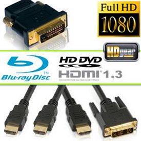 4-teiliges HDMI/DVI Kabel & Adapter Set