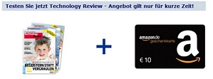 Heise: 2 Ausgaben der Zeitschrift Technology Review + 10 Euro Amazon-Gutschein für effektiv 1,70 Euro